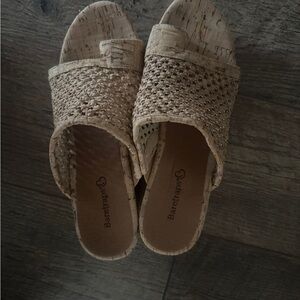BareTraps Women's Woven Tan Mules